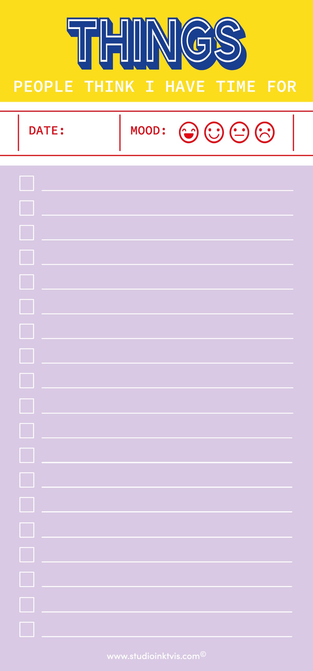 To do blok 10×21 cm Things people think I have time for