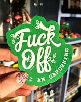 Vaatwasbestendige Sticker FUCK OFF I am gardening groen-Stickers-Txt-Studio Inktvis