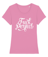 Fuck Perfect 100% biologisch dames t-shirt-Ronde hals-Studio Inktvis-Bubble Pink-X-Small-Studio Inktvis