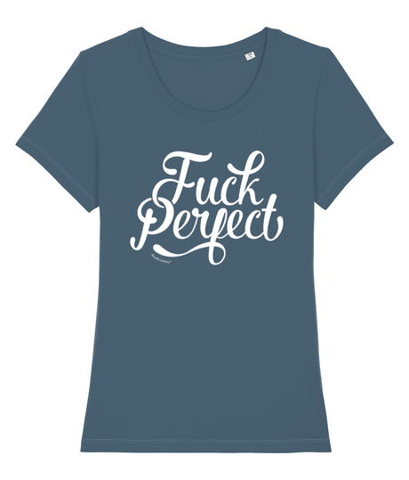 Fuck Perfect 100% biologisch dames t-shirt-Ronde hals-Studio Inktvis-Stargazer-X-Small-Studio Inktvis