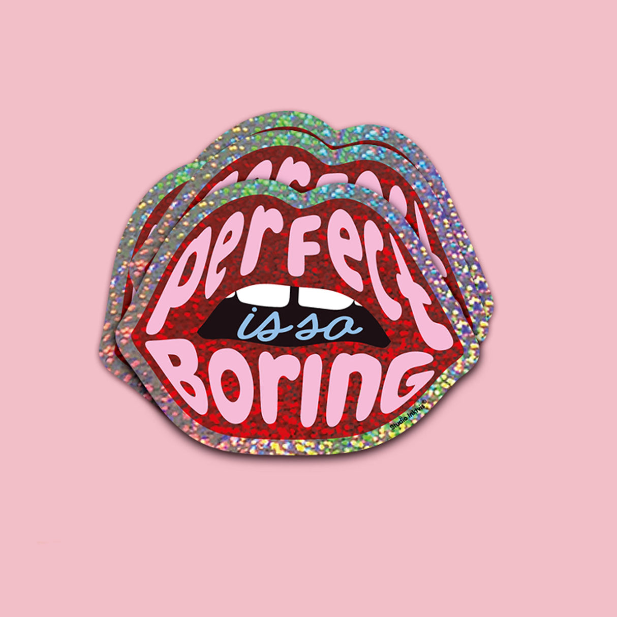 Glitter sticker Rode lippen Perfecti is so boring-Stickers-Txt-Studio Inktvis