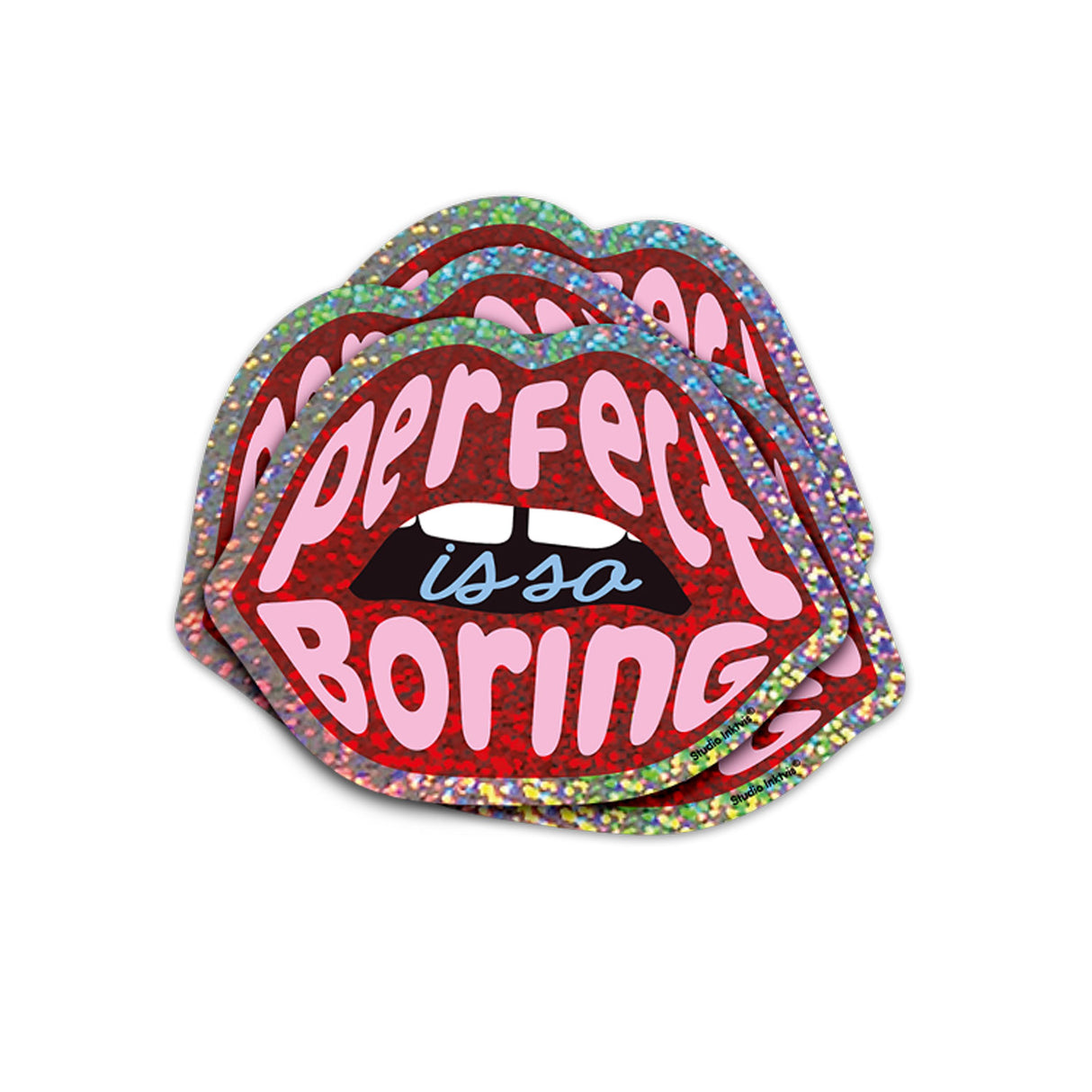 Glitter sticker Rode lippen Perfecti is so boring-Stickers-Txt-Studio Inktvis