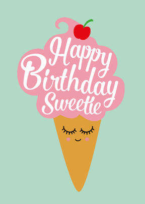 Happy birthday sweety ijsje-Ansichtkaarten-Studio Inktvis-Studio Inktvis