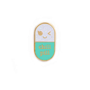 Pin Chill pill mint glitter-Studio Inktvis-Studio Inktvis