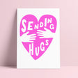 Riso print Hart Sending Hugs-Ansichtkaarten-Fun-Studio Inktvis
