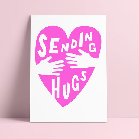 Riso print Hart Sending Hugs-Ansichtkaarten-Fun-Studio Inktvis