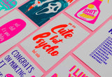 Riso print Cute but psycho but cute-Ansichtkaarten-Fun Riso-Studio Inktvis