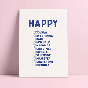 Riso print Happy you day, birthday, whatever-Ansichtkaarten-Fun Riso-Studio Inktvis