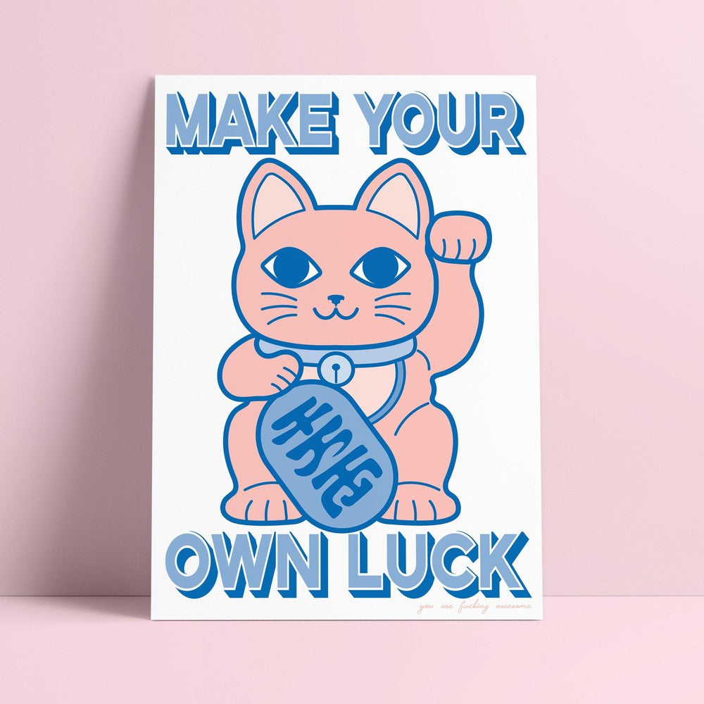 Riso print Lucky cat Maneki neko – Studio Inktvis, image size:1000x1000