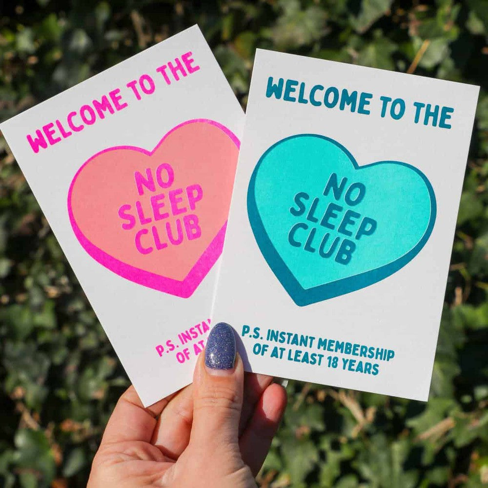 Riso print No sleep club roze-Ansichtkaarten-Fun Riso-Studio Inktvis