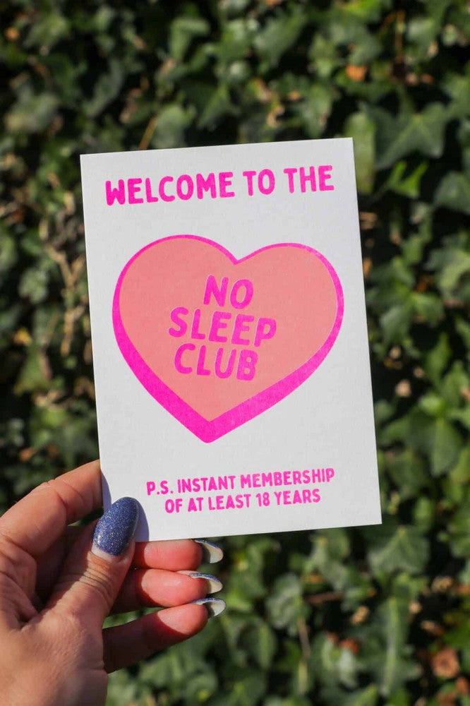 Riso print No sleep club roze-Ansichtkaarten-Fun Riso-Studio Inktvis