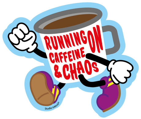 Sticker Running on Caffeine and Chaos-Stickers-Txt-Studio Inktvis
