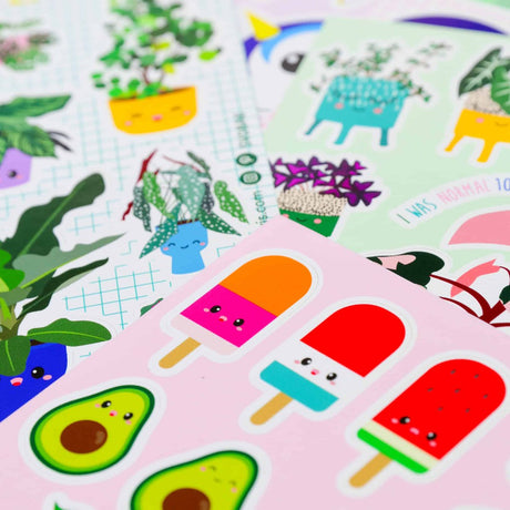 Stickervel Planten met Pink Princess, Monstera en Pilea-Stickers-Hip-Studio Inktvis