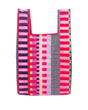 Kleurrijke Stripe Circus rPET opvouwbare boodschappentas met diverse gestreepte patronen