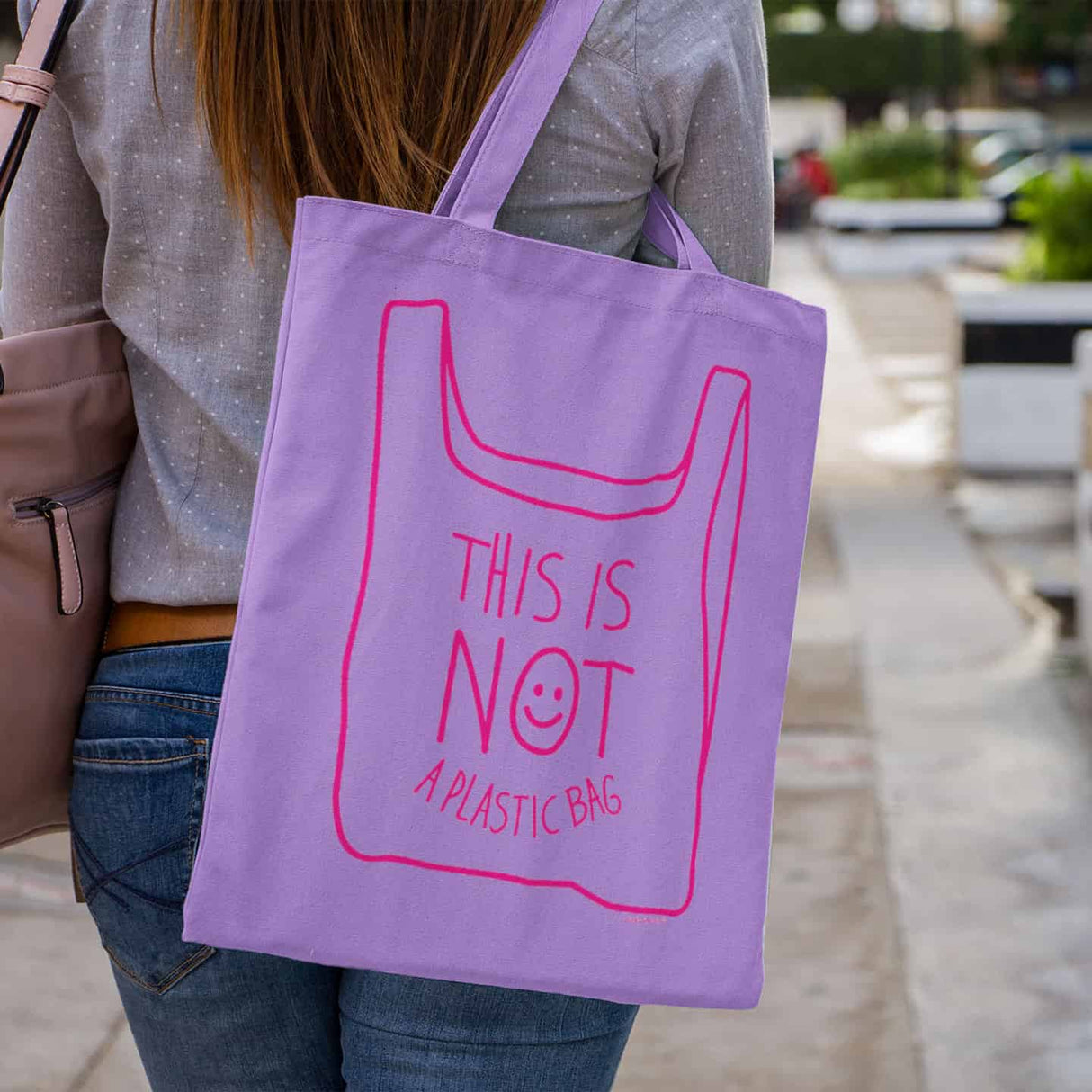 Tas This is not a plastic bag lila-Studio Inktvis-Studio Inktvis