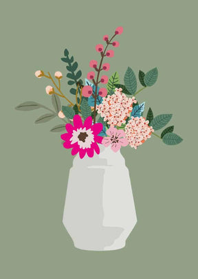 Vaas met bloemen joyce-Ansichtkaarten-Studio Inktvis-Studio Inktvis
