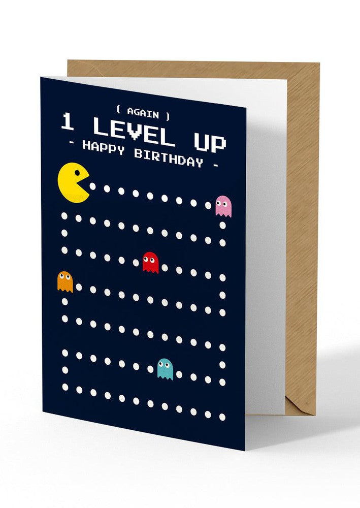 Pac Man Birthday Greeting Card 1 Level Up – Studio Inktvis