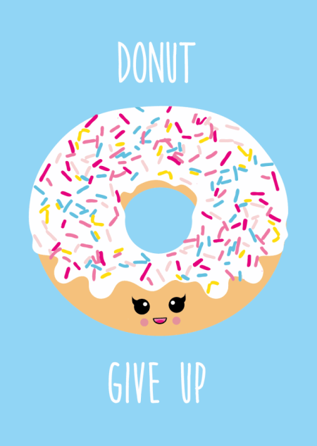 POSTKAART DONUT GIVE UP
