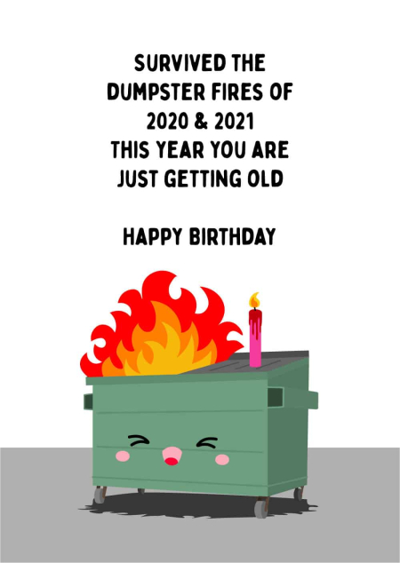 Postkaart Dumpsterfire verjaardag