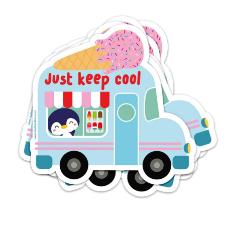 Sticker IJscowagen JUST KEEP COOL pinguïn
