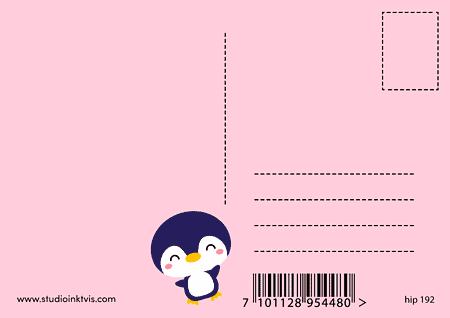 Postkaart Ijs met pinguïn en tekst Dream Big is de perfecte kaart om iemand aan te moedigen om door te gaan.