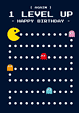 Postkaart Pac Man verjaardag 1 level up