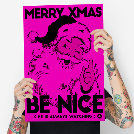 Kerstposter Be Nice 50x70 neon